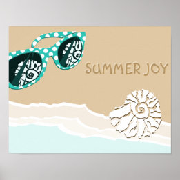 Turquoise Sun Glasses Shell at the Beach Bathroom Poster