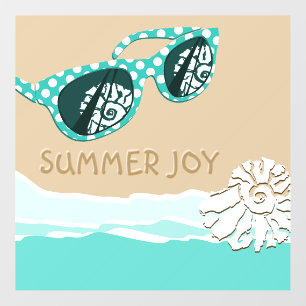 Turquoise Sun Glasses Shell at the Beach Bathroom Wall Decal