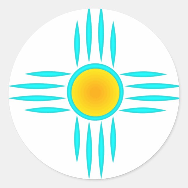 Turquoise Sun God Classic Round Sticker (Front)
