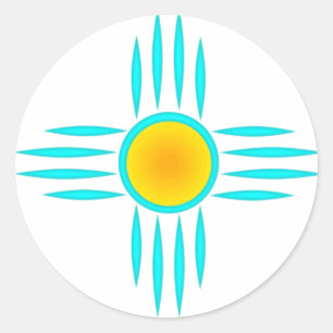 Turquoise Sun God Classic Round Sticker