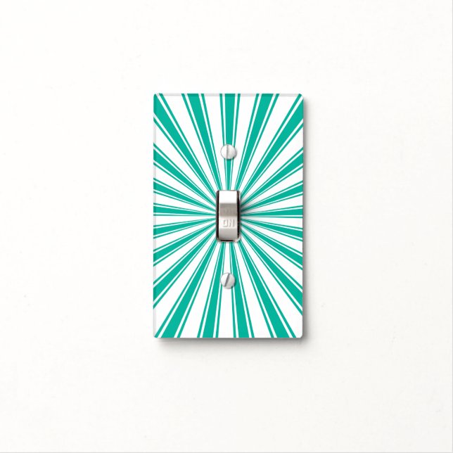 Turquoise Sun Rays Background Light Switch Cover (In Situ)