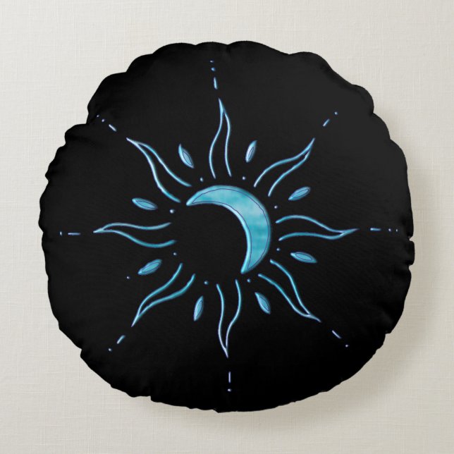 Turquoise Sun  Round Pillow (Front)