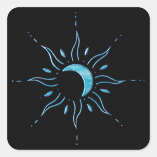Turquoise Sun Square Sticker