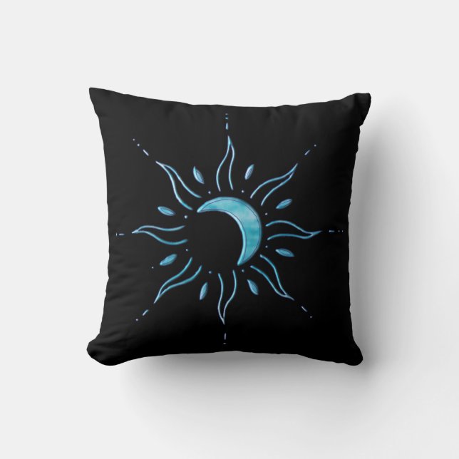 Turquoise Sun  Throw Pillow (Front)