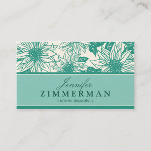 Turquoise Sunflowers Floral Business Card