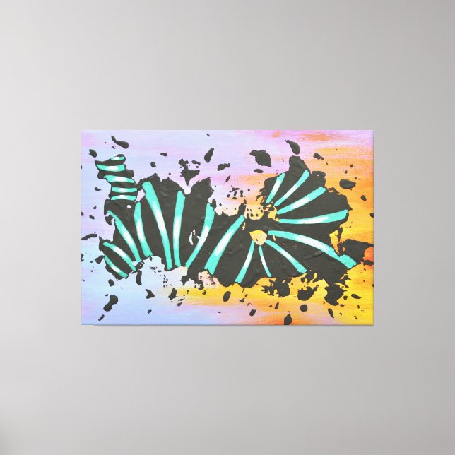 Turquoise & Sunset Abstract Canvas Print (Front)