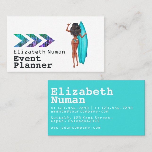 Turquoise Surfer Ticket Event Planner (Front/Back)