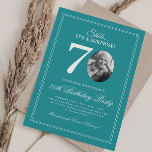 Turquoise Surprise 70th Birthday Party Invitation