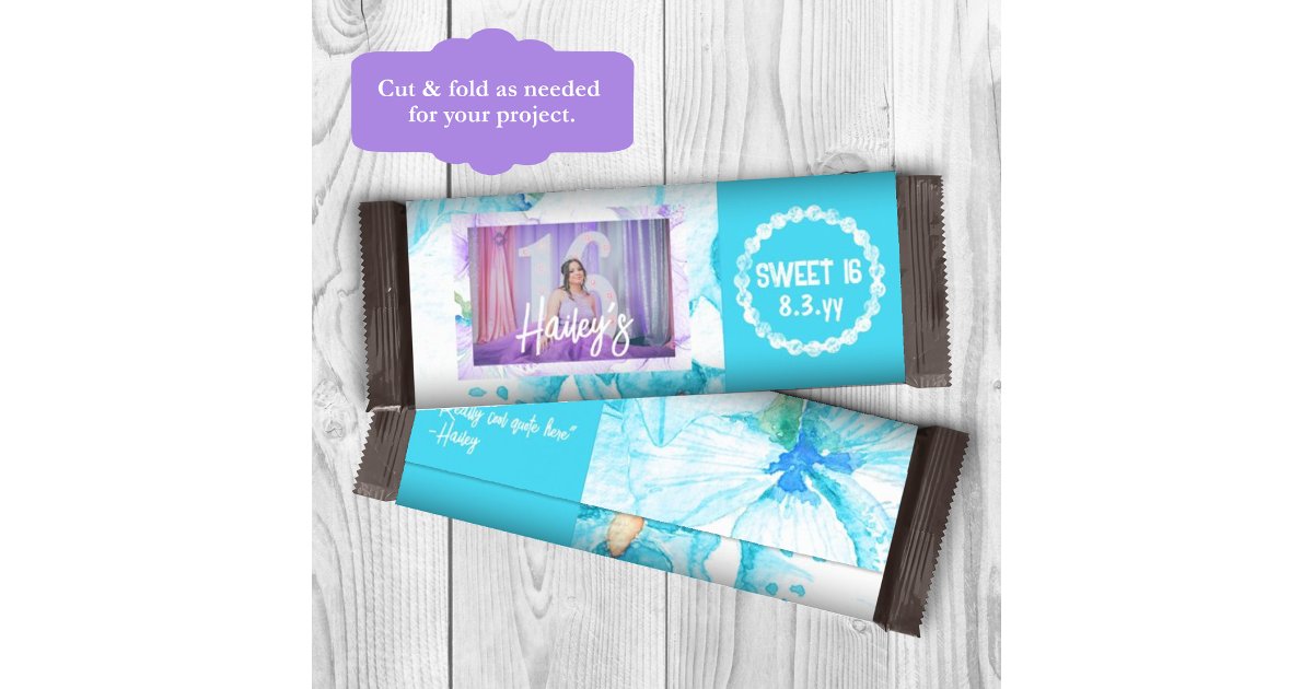 Turquoise Sweet 16 Personalized Candy Bar Wrapper | Zazzle