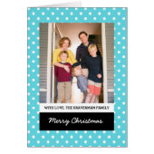 Turquoise Sweet Polka Dot Holiday Photo Card (Front)