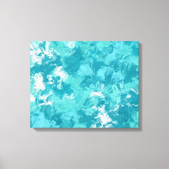 Turquoise Swirl Abstract Art Canvas Print (Front)
