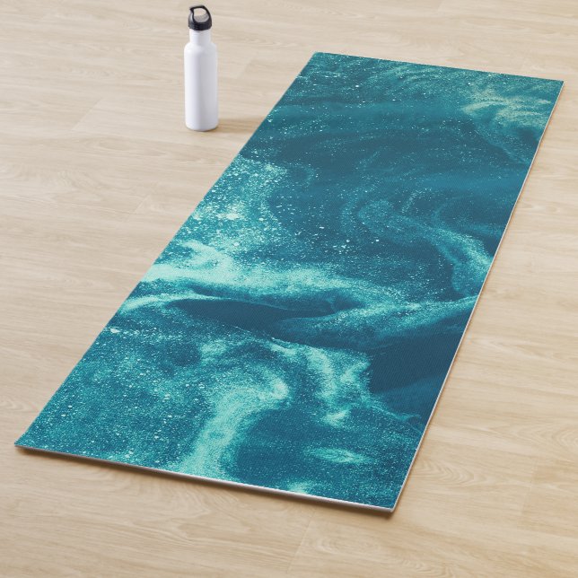 Turquoise Swirling Ocean Outer Space Yoga Mat (In Situ)