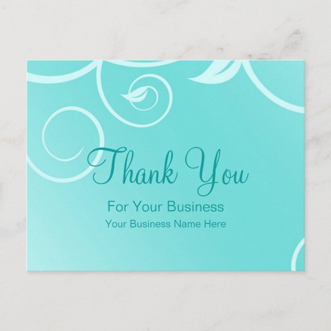 Turquoise Swirls :: Business Postcard Template (Front)