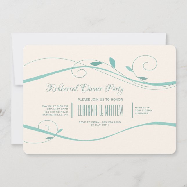 Turquoise Swirls Invitation (Front)