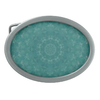 Turquoise Swirls Kaleidoscope Pattern Belt Buckles