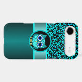 turquoise swirls pattern with owl Case-Mate iPhone case (Back (Horizontal))