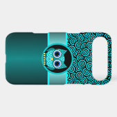 turquoise swirls pattern with owl Case-Mate iPhone case (Back (Horizontal))