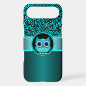 turquoise swirls pattern with owl Case-Mate iPhone case (Back)