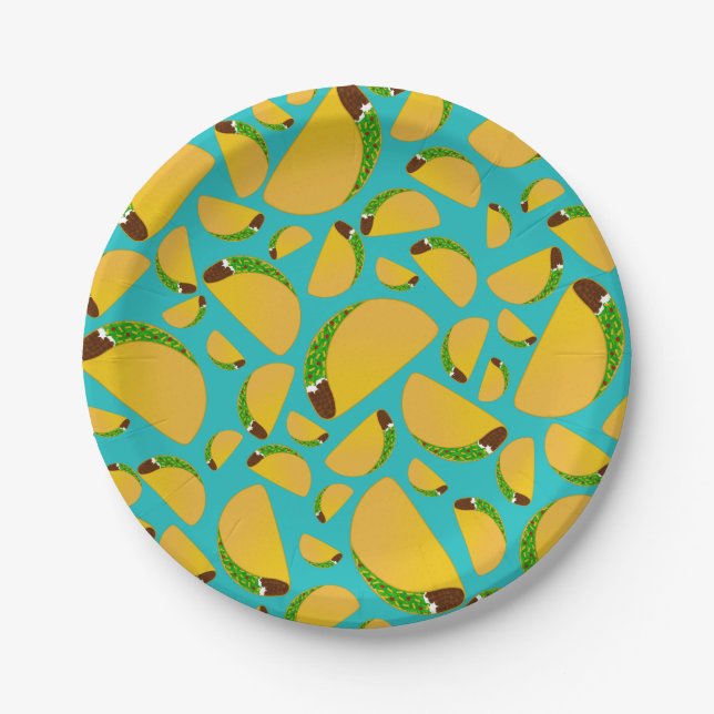 Turquoise tacos paper plates (Front)