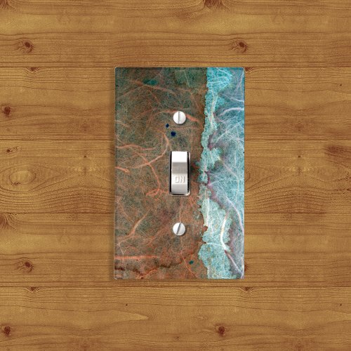 Turquoise Tan Vintage Wallpaper Abstract Light Switch Cover
