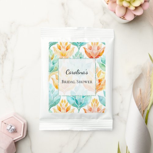 Turquoise Tangerine Abstract Floral Bridal Shower Margarita Drink Mix