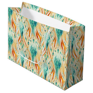 Turquoise Tangerine Abstract Jewel Large Gift Bag