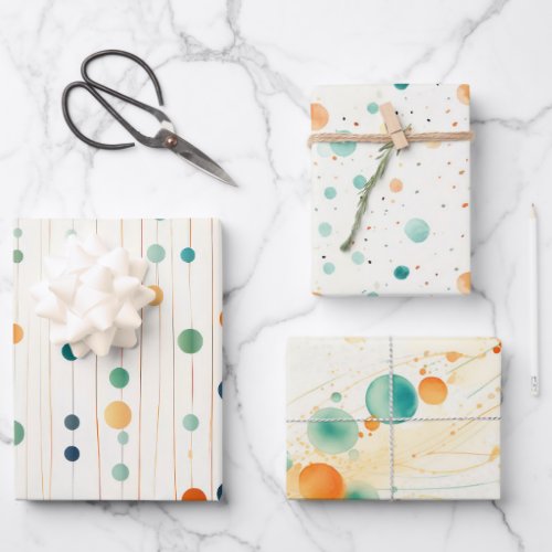 Turquoise Tangerine Circles Wrapping Paper Sheets