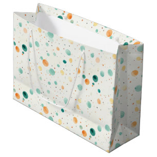 Turquoise Tangerine Dots Birthday Large Gift Bag
