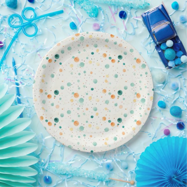 Turquoise Tangerine Dots Paper Plates (Party)