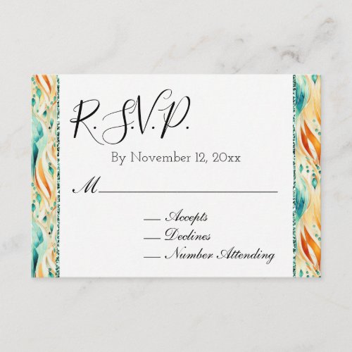 Turquoise Tangerine Jewel Wedding White RSVP Enclosure Card