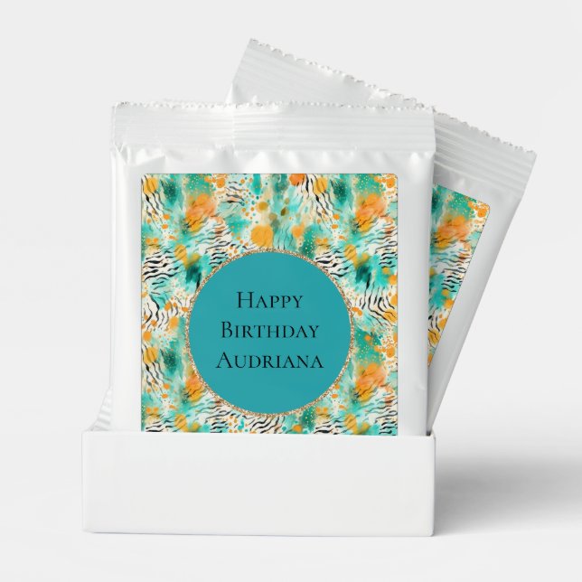 Turquoise Tangerine Zebra Abstract Hot Chocolate Drink Mix (Pair)