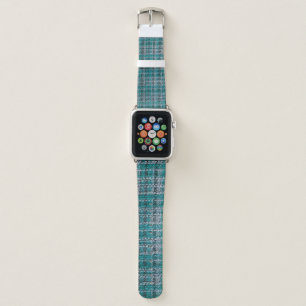 Turquoise tartan fabric, textured background. apple watch band
