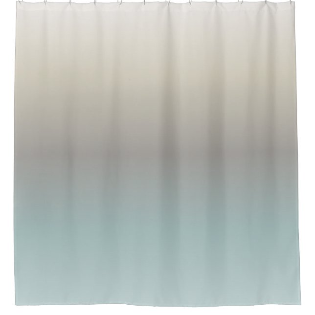 Turquoise Taupe Cream Gradient Minimal Shower Curtain (Front)