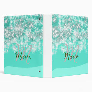 Turquoise teal agate aqua monogram add letter text 3 ring binder