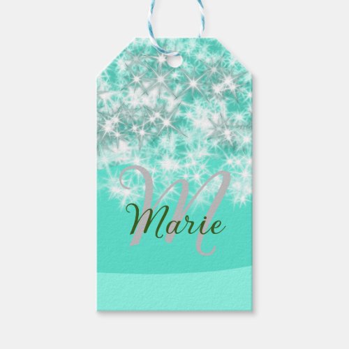 Turquoise teal agate aqua monogram add letter text gift tags