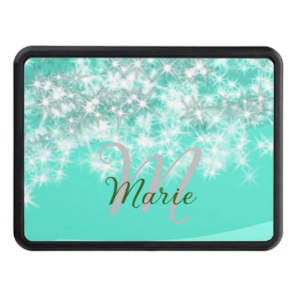 Turquoise teal agate aqua monogram add letter text hitch cover
