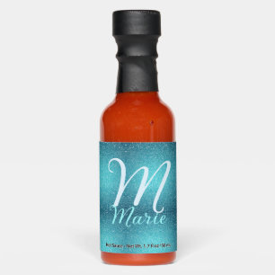 Turquoise teal agate aqua monogram add letter text hot sauces