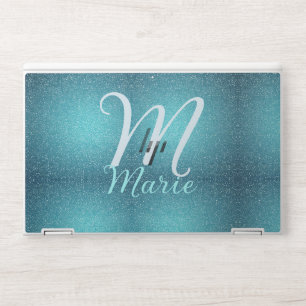 Turquoise teal agate aqua monogram add letter text HP laptop skin
