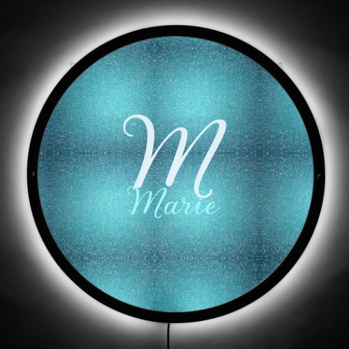 Turquoise teal agate aqua monogram add letter text LED sign