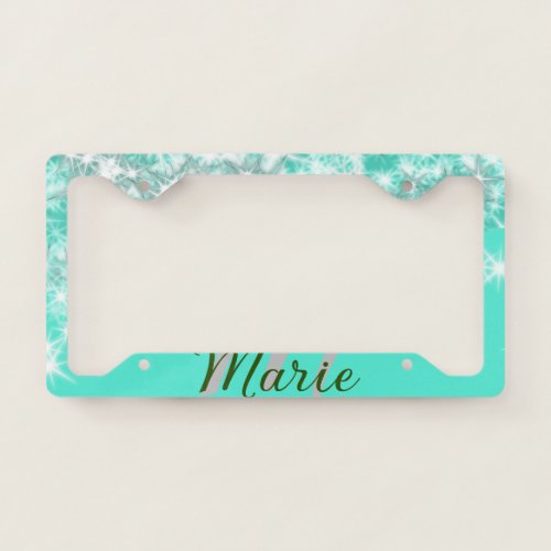 Turquoise teal agate aqua monogram add letter text license plate frame