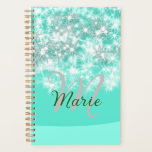 Turquoise teal agate aqua monogram add letter text planner