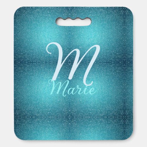 Turquoise teal agate aqua monogram add letter text seat cushion