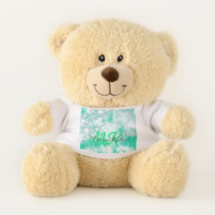 Turquoise teal agate aqua monogram add letter text teddy bear