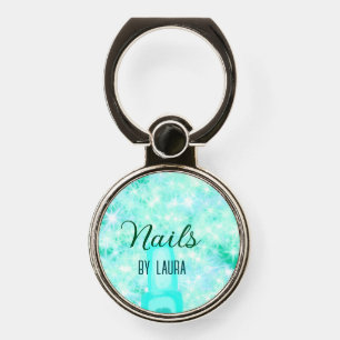 Turquoise teal agate aqua nails add name website q phone ring stand