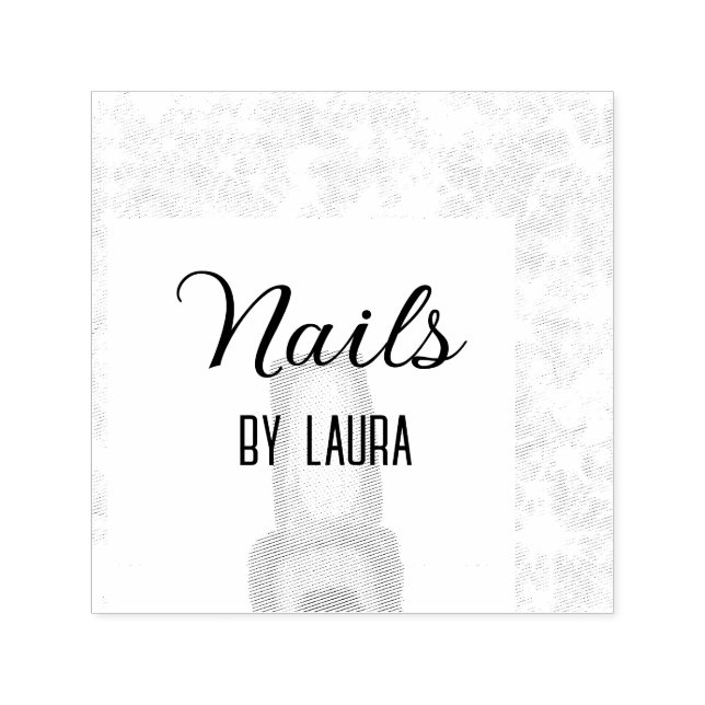 Turquoise teal agate aqua nails add name website q self-inking stamp (Design)