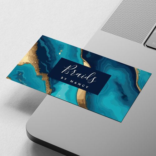Turquoise Teal Agate Braids Business Card