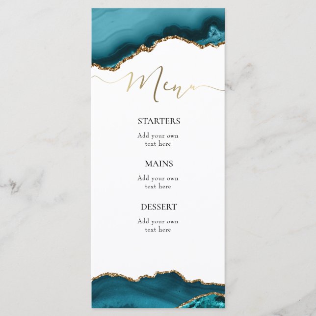 turquoise teal agate Menu (Front)