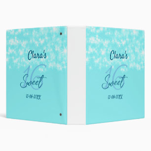 Turquoise teal agate sweet 16 birthday add name da 3 ring binder
