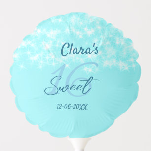 Turquoise teal agate sweet 16 birthday add name da balloon