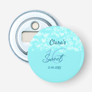 Turquoise teal agate sweet 16 birthday add name da bottle opener